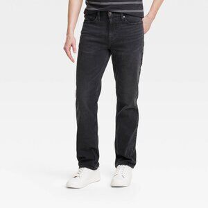 Men's Straight Fit Jeans - Goodfellow & Co™ Black Denim 34x30: Mid Rise, Stretch